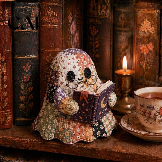 Halloween DIY Patchwork Kit Ghost Kit, Cute Doll Sewing Set with Pre-Cut Autumn Craft for Adults Fabrics, Holiday Handmade Gift, Home