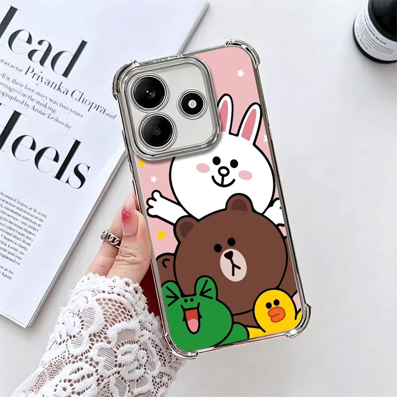 Cartoon Bear B-Browns C-Conys Plating Phone Case For Xiaomi Redmi Note 14 15 Pro Plus 13 12 11 11S 11T 10 9S 9 5G Anti-Fall Aira