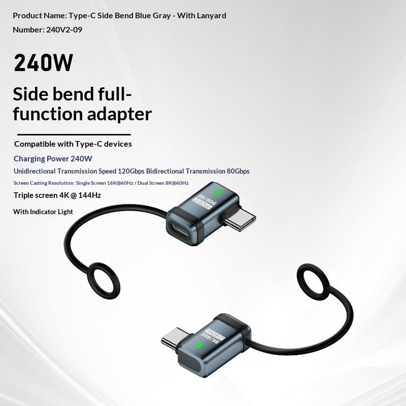 USB4 240 Вт PD 5 А Прямой угол USB C на Type C Конвертер Быстрая зарядка Синхронизация данных Адаптер для автомобиля Кемпинга Поездки Зарядка
