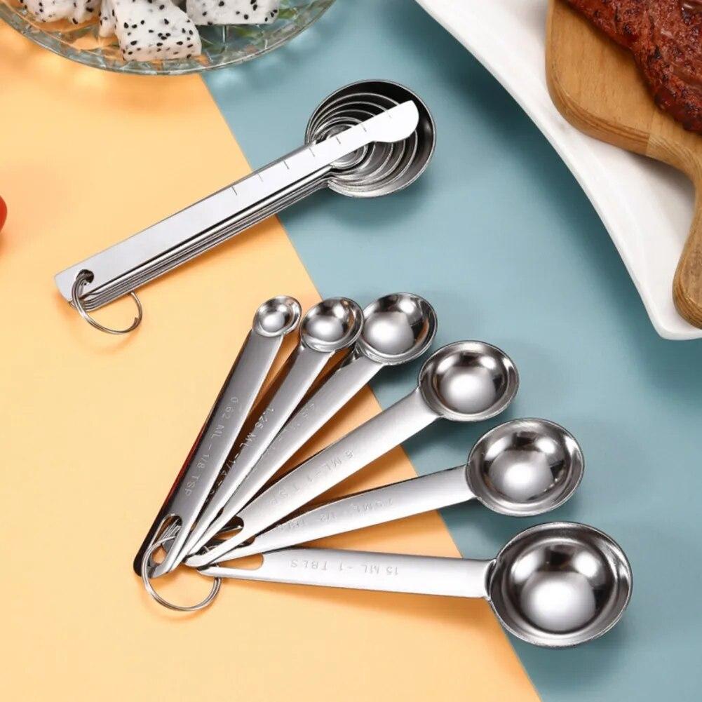 6/7pcs Stainless Steel Measuring Spoons Multi Purpose Spoons/Cup Measuring Cup Measuring Spoon Tools Baking Accessories
