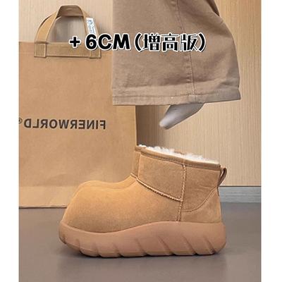 Кожаные ботинки на платформе женские короткие ботинки зимние новые большеголовые утолщенные теплые хлопковые ботинки хлебные хлопковые туфли