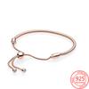 Genuine 925 Sterling Silver Moments Four Style Snake -Shaped Chain Sliding Bracelet Leather Bracelet Wedding Party Girl Jewelry