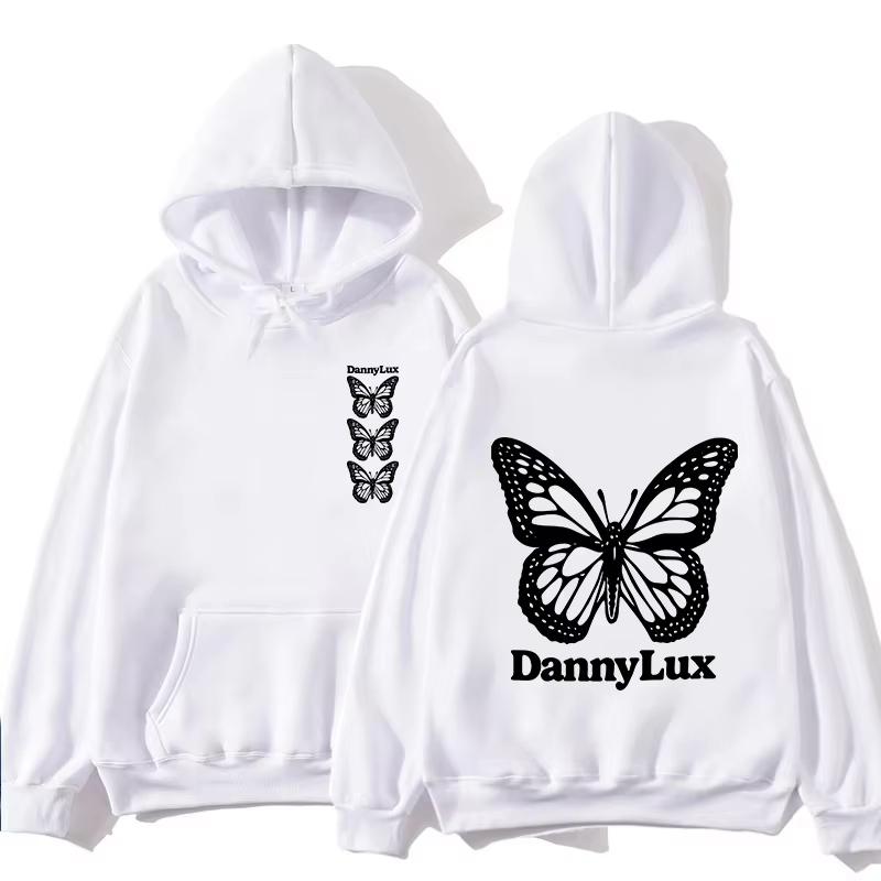 Осень/Зима Корейский Dannylux - Мужская и Женская Худи с Длинным Рукавом и Узором Бабочки Модная Хип-Хоп Одежда Новая Спортивная Одежда