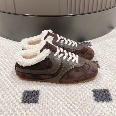 4 см небольшое увеличение внутренней высоты коричневые ретро женские новые осенне-зимние бархатные повседневные спортивные кеды