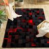 Large Red Black 3D Geometric Square Velvet Mat Plush Machine Washable Floor Mat Living Room Bedroom Corridor Modern Minimalist