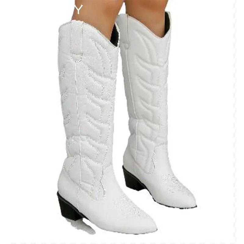 Остроносые женские зимние сапоги средней высоты на среднем каблуке, дизайнерская модная обувь для женщин, тренд 2024 года, ботинки челси, новинка зимы, женские ботинки