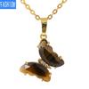 Womens Fashion Amethyst Rose Crystal Quartz Butterfly Pendant Necklace Mothers Day Gifts Necklace Silvergold