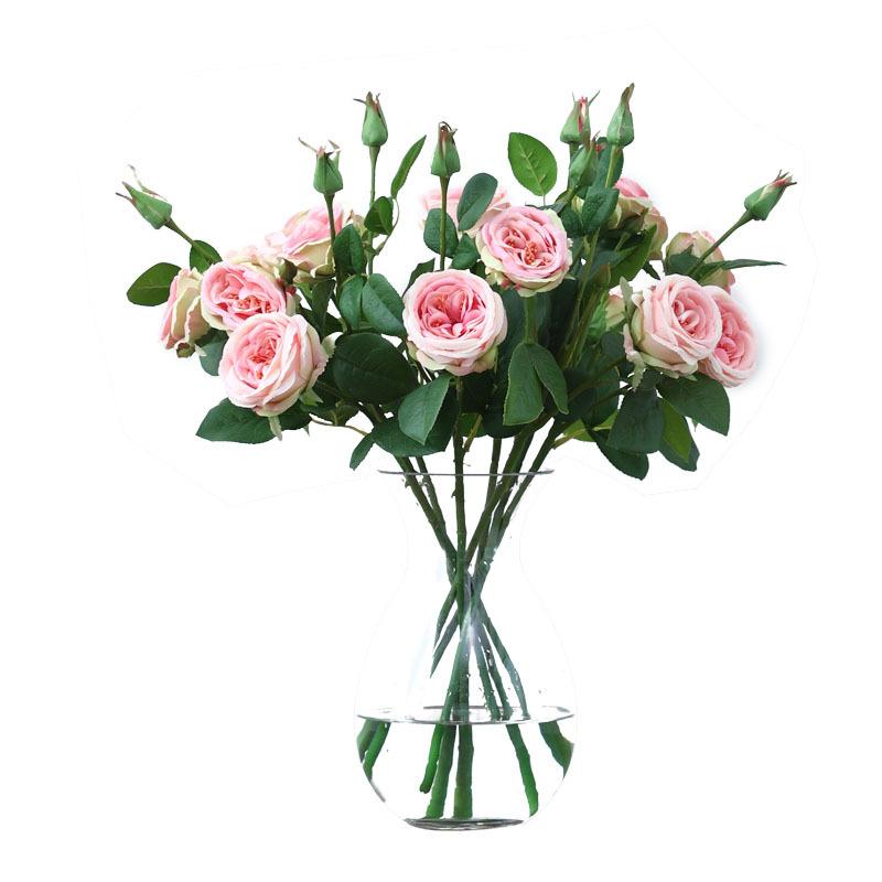 Искусственная роза Feel Three Head Tea Rose Имитация букета Свадебные розы Украшение интерьера для дома Искусственные цветы