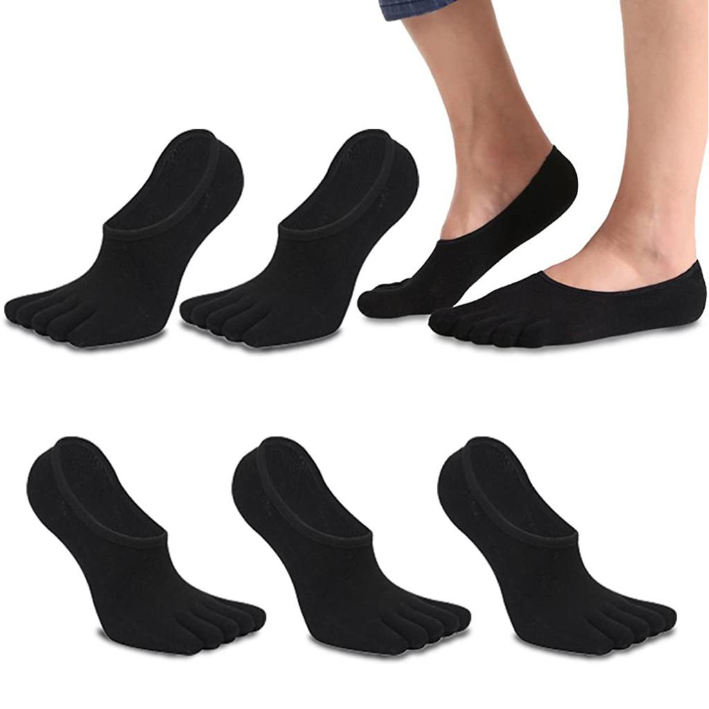(Projector)Mens Toe 5 Pairs Cotton Low Cut Socks 5 Finger Breathable Soft Mens Socks