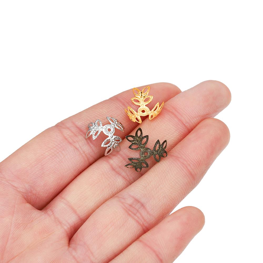 100 шт./лот 16x16 мм металлик KC золото три листа бусины-разделители торцевая крышка для изготовления ювелирных изделий своими руками принадлежности для браслета