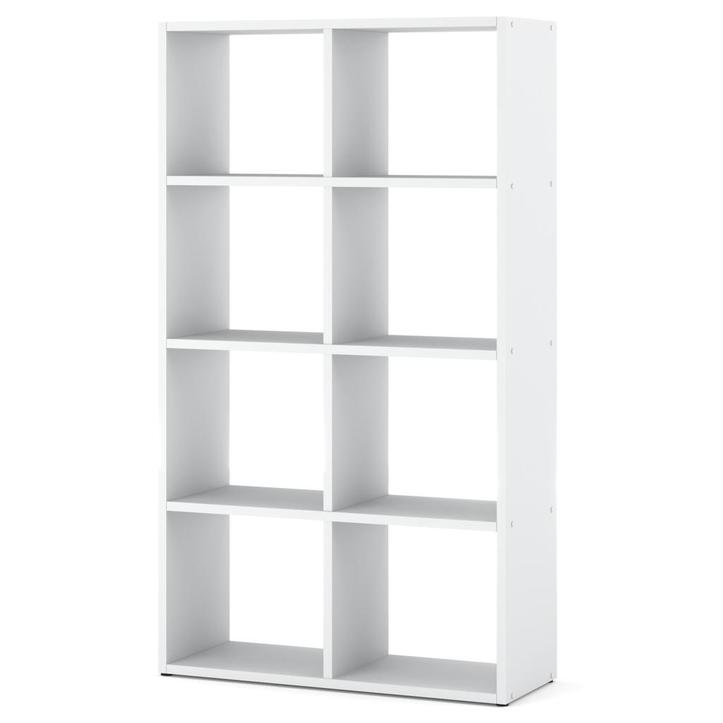 White bookcase organizer 8 spacious wooden shelves for toys