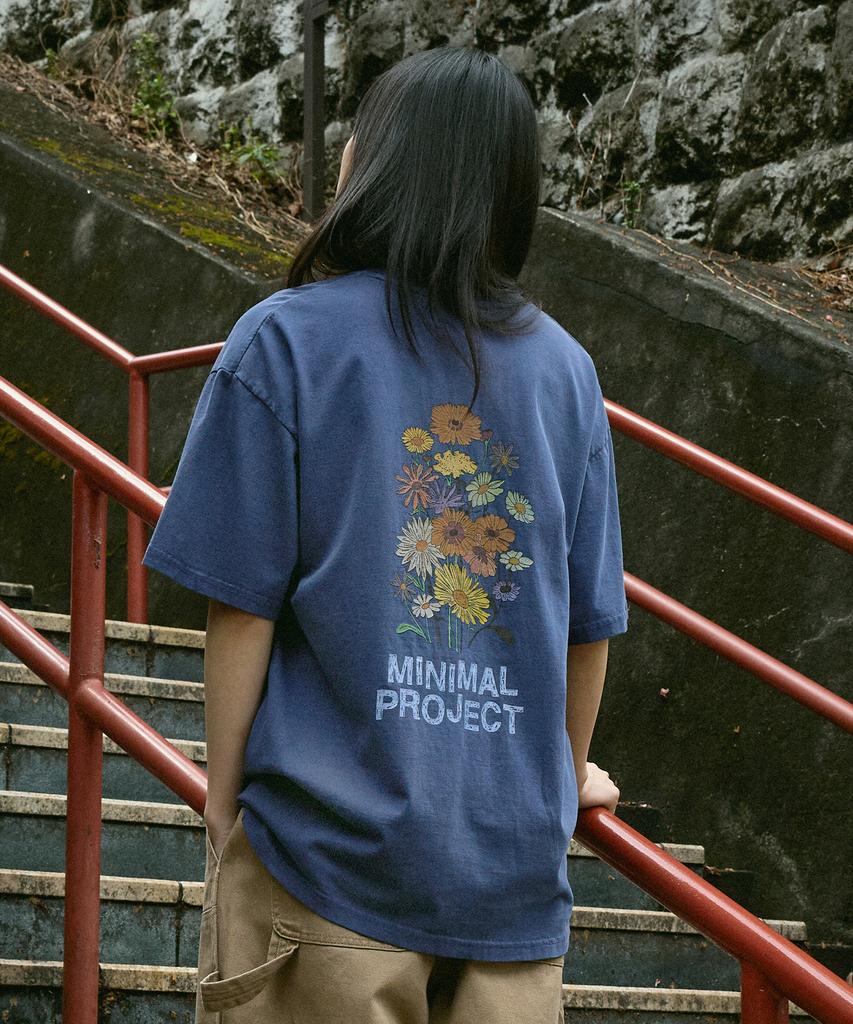 MINIMALPROJECT Футболка с коротким рукавом и цветочным принтом, пигментная, Mst155 [Светло-синий]