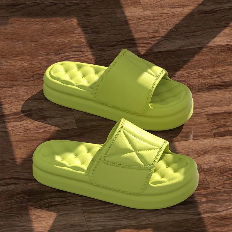 Женские тапочки из ЭВА с круглым носком и открытым носком, лето 2023, нескользящая удобная пляжная обувь, модельерская домашняя обувь на платформе для ванной комнаты