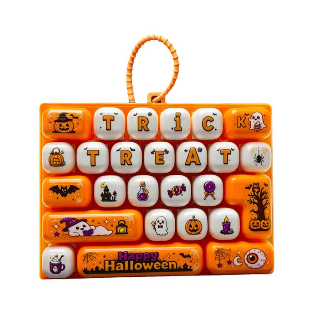 Cute Design Decompression Button Toy 26 Key Halloween Keyboard Keychain Popular Pendant