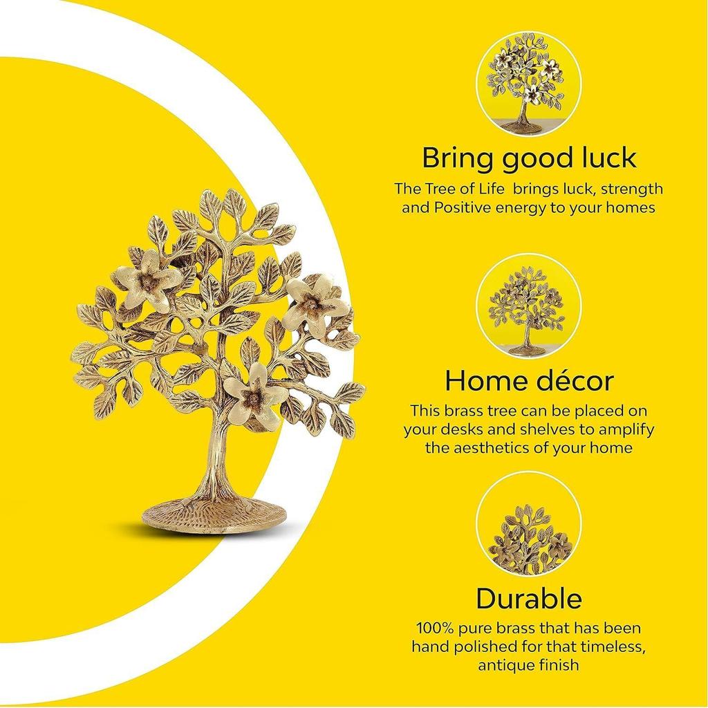 Showpiece (7.5 Inches) Trees of Life - Home Decor - Gift for Good Luck Vastu and Fengshui - Best In Living Room Table Decoration with Antique Polish