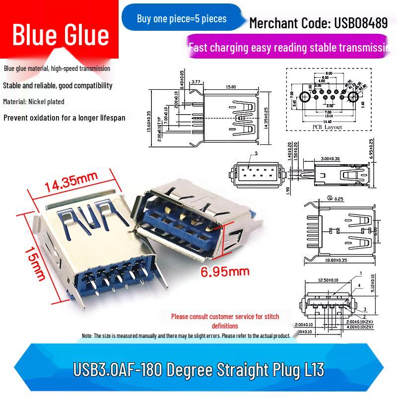 USB 3.0 Type A Male to Female 90/180 Degree and Type B Female Square Port Connector