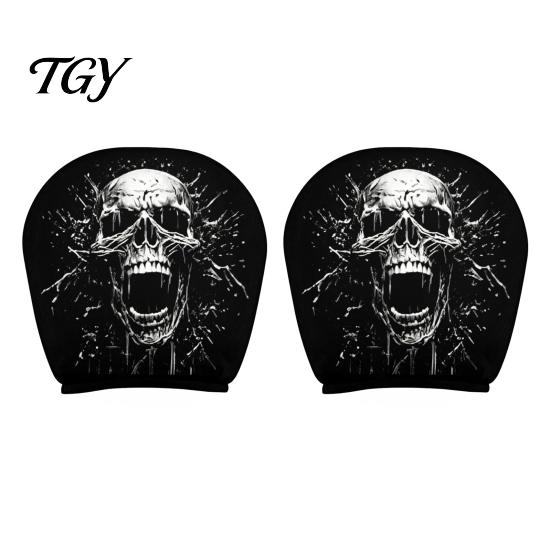 Seasonal Car Interior Decorations 2Pcs Funny Headrest Covers, Scary Faces Easy Install Auto Protector Seat Protectors, Universal Breathable