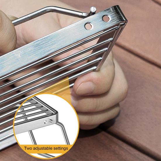 Folding Outdoor Camping Stove Grill Portable Heavy Duty Stainless Steel Backpacking Cooking Barbecue Picnic Collapsible Campfire Grate Grill Rack