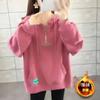 New Spring and Autumn Fashionable Reduced Age Zipper Collar Letter Printing Kangaroo Pocket Casual Loose Oversized Hoodie