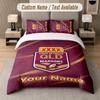 Custom Bedding Set Queensland Maroons Pattern, Print Name Text 1 Duvet Cover plus 2 Pillowcases Home Textile