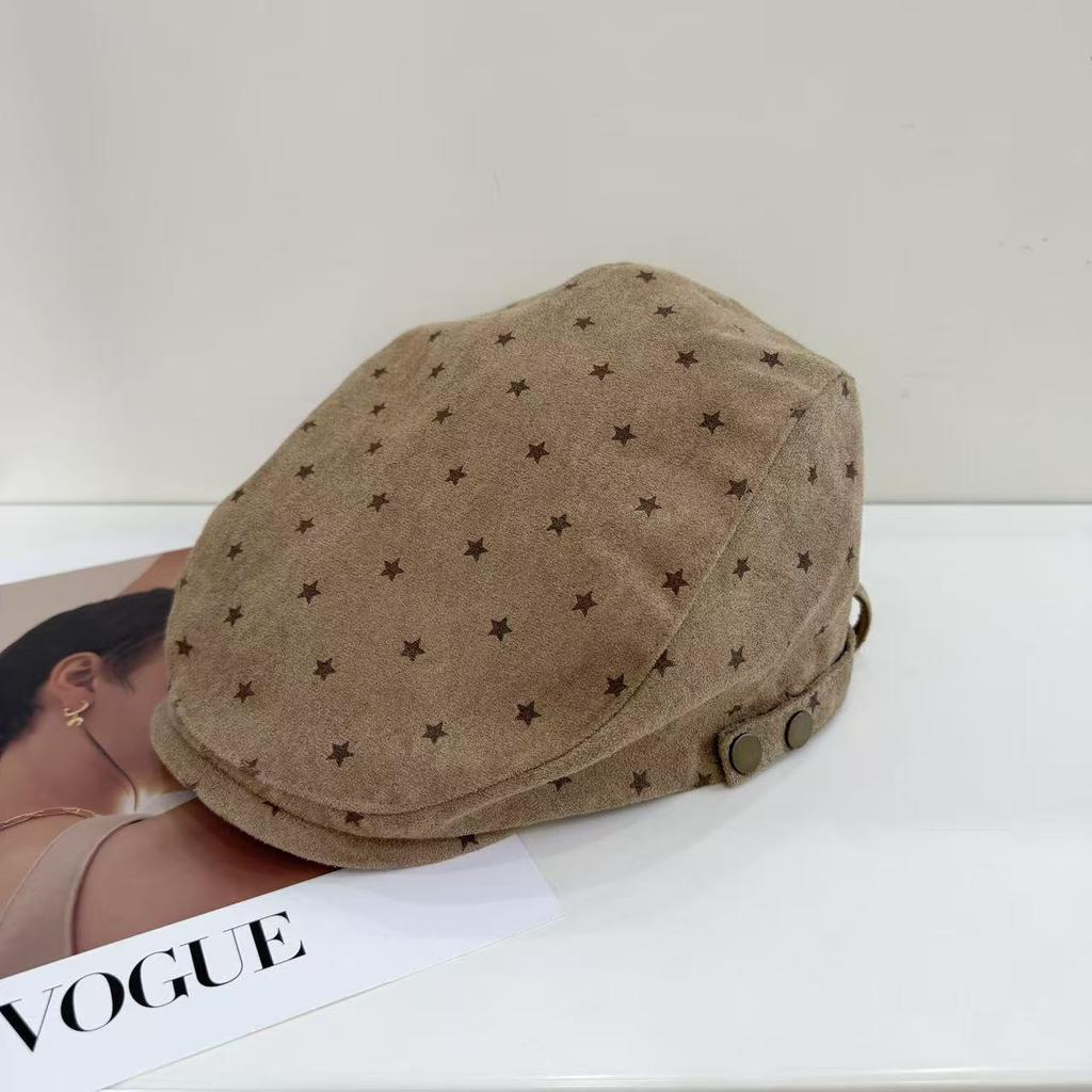 Retro British style five-pointed star forward hat women's new summer fashion versatile face newsboy beret