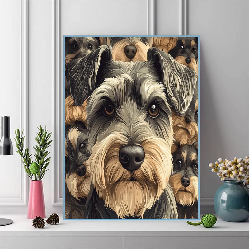 Schnauzer Pattern  3pcs 100% Round Full Drill 5D DIY Diamond Painting Embroidery Cross Stitch Rhinestone Décor