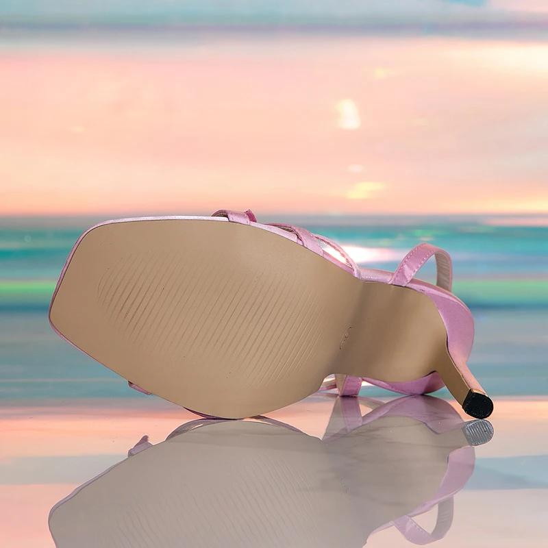 Aneikeh Сексуальные женские босоножки с узким ремешком и пряжкой на тонких каблуках с кристаллами и цветочным принтом на выпускной вечеринке