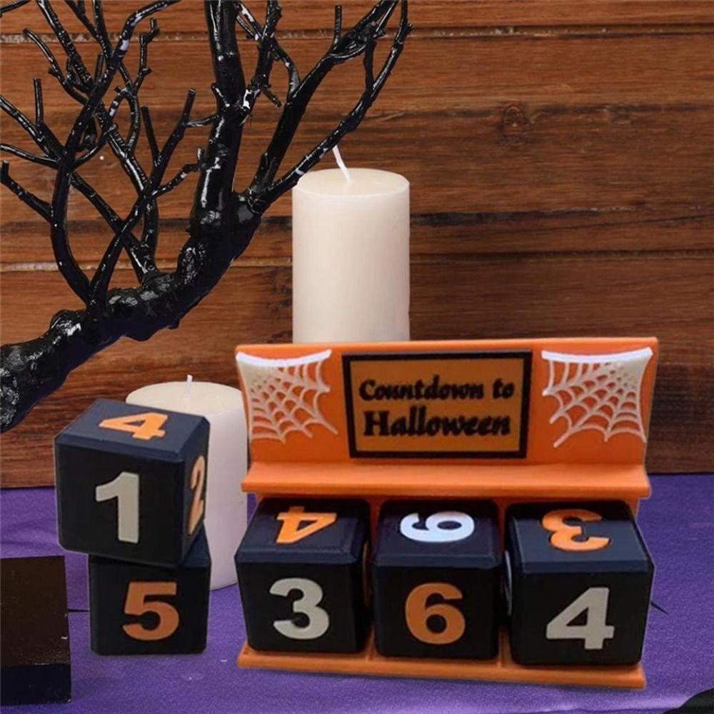 PLA Halloween Theme Countdown Calendar Ornament Holiday Decor Creative Desktop Decoration Desktop