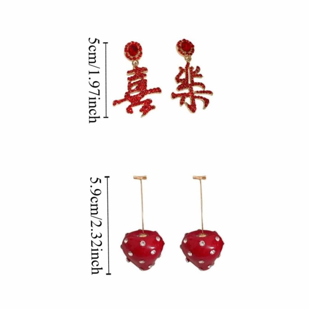 Fashion Jewelry Chinese New Year Earrings Rhinestone Red Drop Earrings  Women New Year Gift