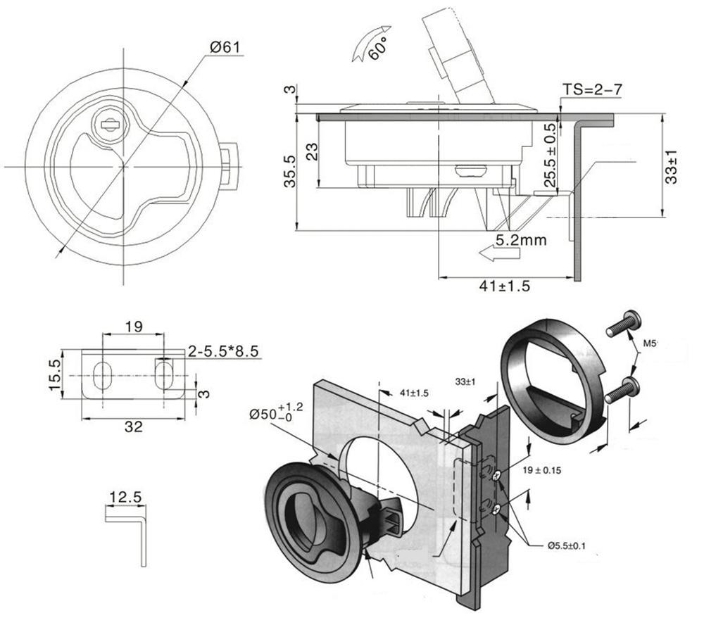 4 Pcs Boat RV Yacht Deck Hatches Door Lock w/Keys Pull Latches Lift Handle
