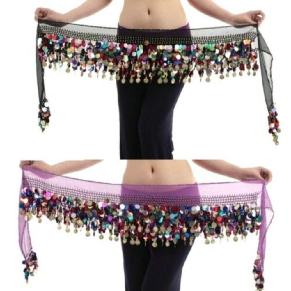 Sexy Sequins Tassels Waist Chain Belly Dance Belt Hip Scarf Dancer Skirt