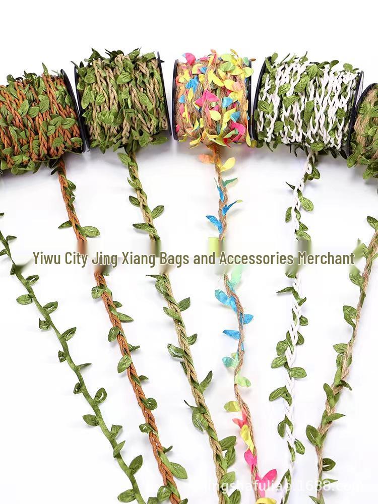 Simulation Green Leaves DIY Handmade Woven Wreath Decoration with Silk Cloth Leaves