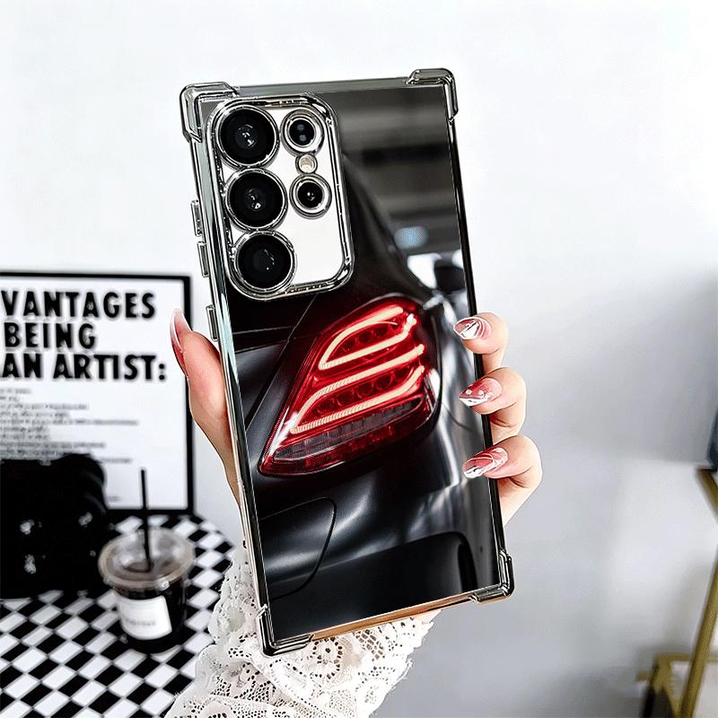 Sports Car Cool Taillight Plating Phone Case For Samsung Galaxy S24 S25 FE S26 Edge S23 Ultra S22 S21 Plus S20 Anti-Fall Airabag