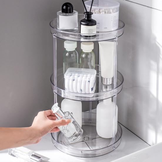 Yousheng Clear Spice Rack Lazy Susan Turntable Многоуровневая вращающаяся на 360 градусов полка для приправ Кухонный органайзер для столешницы