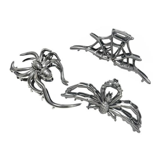 3 шт. Женские заколки для волос в форме паука, летучей мыши, черепа, руки, заколки для волос с противоскользящими зубцами, заколки для волос на затылок, аксессуары для укладки волос