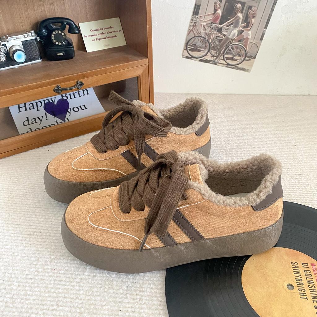 BE-6790 Платформенные вельветовые кеды из овечьей шерсти женские кеды 2024 новая зимняя теплая хлопковая обувь немецкие тренировочные туфли