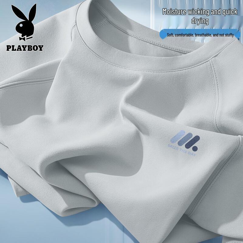 PLAYBOY Мужская дышащая футболка с коротким рукавом, быстросохнущая
