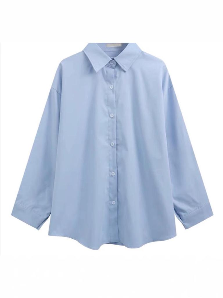 Женская рубашка с длинным рукавом, воротником поло и защитой от солнца - Свободный топ в стиле бойфренда для многослойности на весну, лето и осень