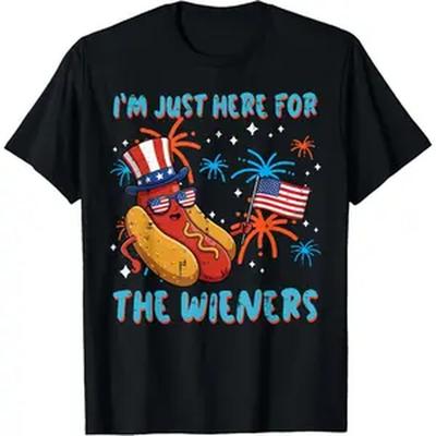 Here For Wieners 4th Of July Hotdog Patriot Unisex Unisex Tshirt