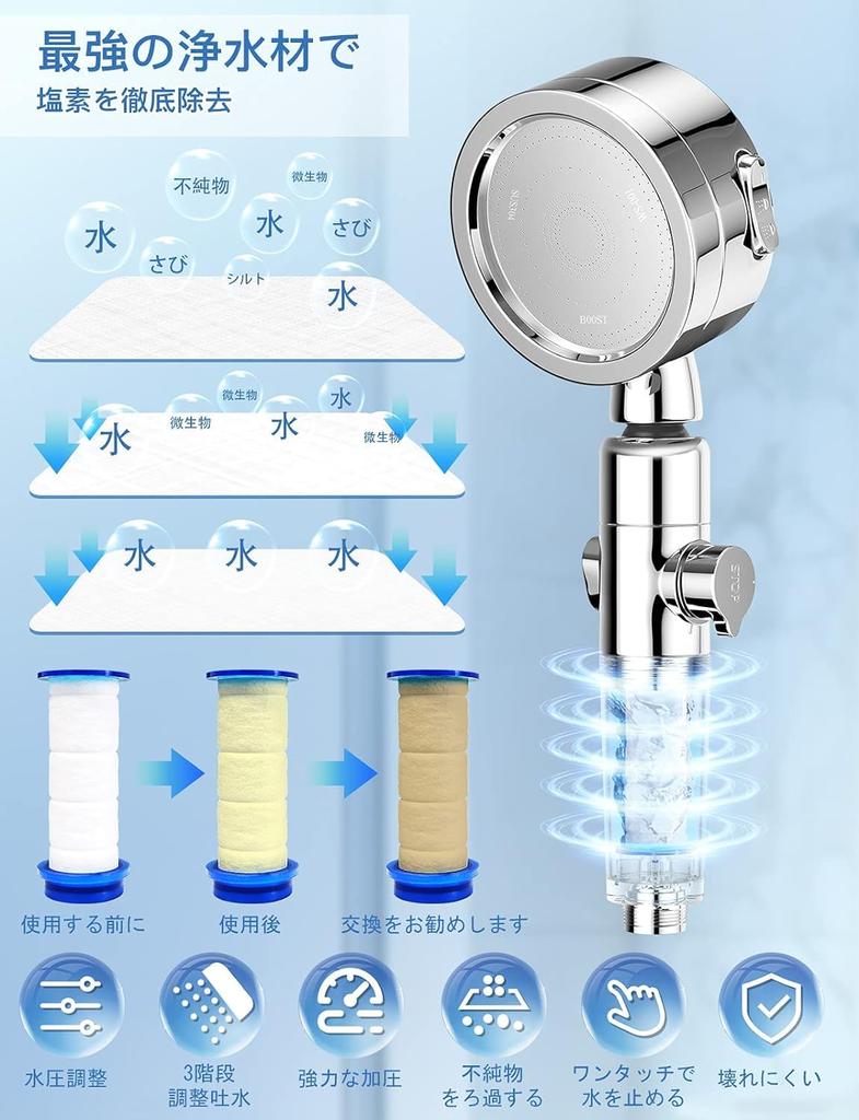 Shower Head Water Saving Increased Pressure High Water Pressure Water Purification Dechlorination Micro Nano Bubble Water Stop Button Mode Disassembly