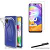 Tempered Glass for Samsung Galaxy A31 and Transparent Soft Protective Case with Toproduits® Stylus