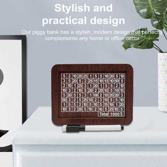 Деревянная копилка со счетчиком-маркером, винтажная копилка с целевыми номерами для монет, контейнер для наличных денег, коробка для задач по экономии денег