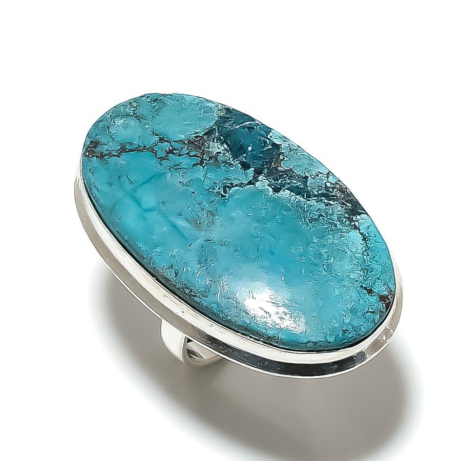 Тибетская бирюза драгоценный камень 925 стерлинговое серебро подарок ювелирное изделие кольцо размер 7