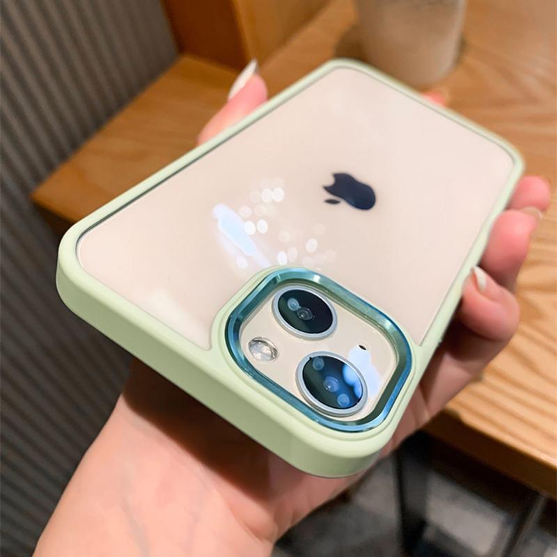 Роскошный прозрачный противоударный чехол для Iphone 14 13 12 11 Pro Max X Xr Xs, металлическая защита камеры, мягкая рамка, прозрачная крышка