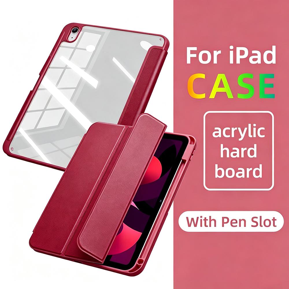 For iPad A16 10th 11th Generation 10.9 11 / Magnetic Pencil Tablet Case, Trifold Flip Stand Smart Cover, Auto Wake/Sleep