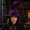 Decorative Hat for Holiday Events Witch Women, Large Ruched Velvet Wizard Halloween Party, Cosplay Costume, Stage Performance Accessory Lightweight