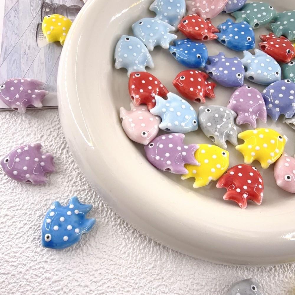 Colorful Fish Ceramic Beads Kawaii Loose Beads Fun Tropical Spacer Beads Bracelet