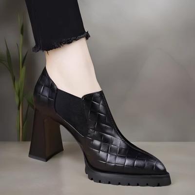 Модные туфли на высоком каблуке с острым носком, женская обувь, элегантные зимние новые трендовые ботинки 2025 года, челси, массивные, сексуальные, женские туфли для вечеринок, туфли-лодочки, бренд Femme