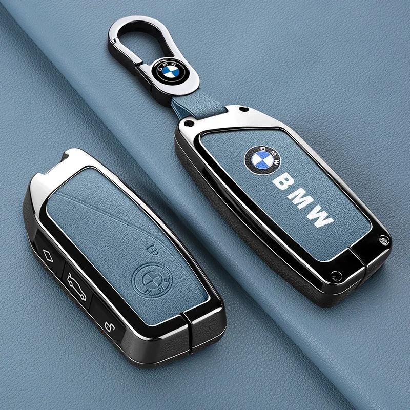 Car Sticker Hot 2025 Genuine Leather Car Remote Key Case Fob Cover Keychain ring For BMW I7 X7 G07 LCI I20 U11 IX X1 7 Series G7