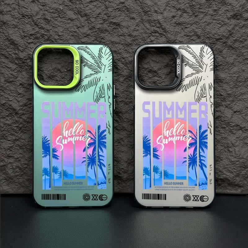 Чехол для iPhone Sunset Coconut Tree для iPhone 16Pro/15/14/13/12/11/XS Max/Plus - модный лазерный дизайн